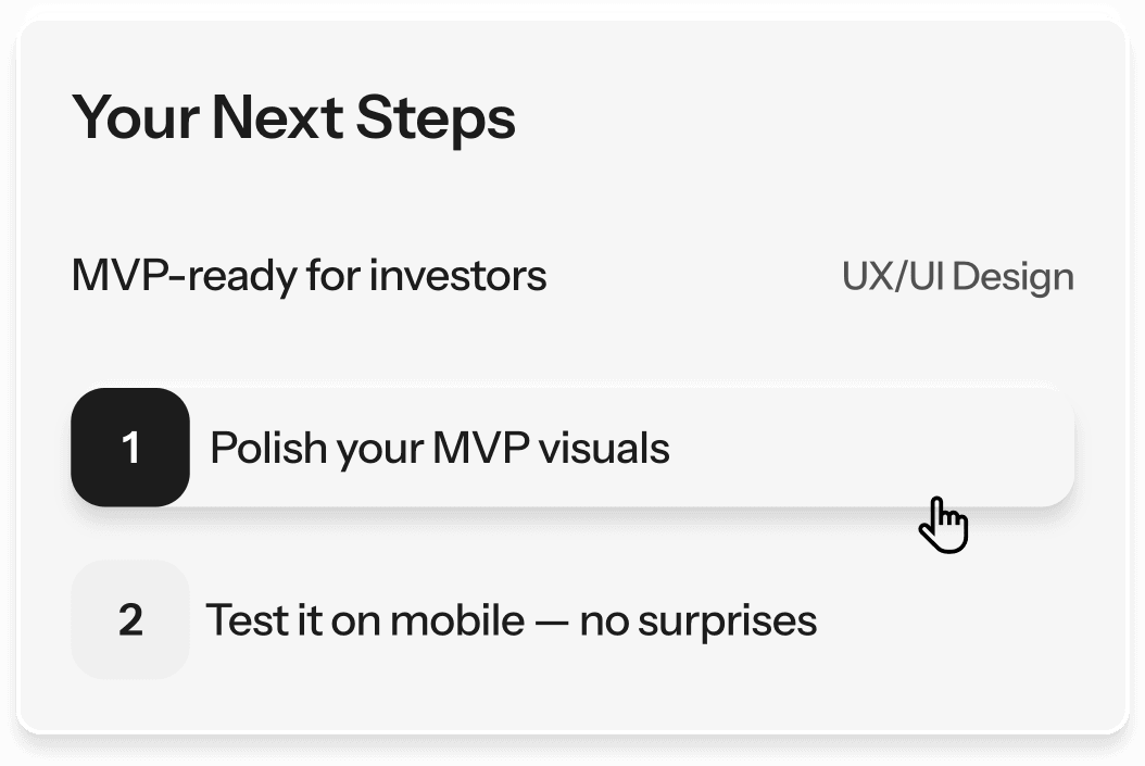 Interface showing AI-suggested next steps with clear priorities.